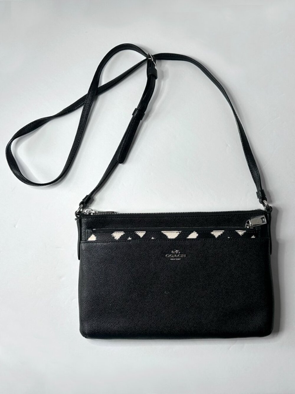 Coach East West Leather Crossbody Bag with Pop-Up Pouch Wild Plaid Print F22251